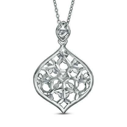 Natural Diamond-Cut Marquise-Shaped Pendant in Sterling Silver