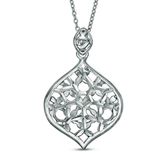 Natural Diamond-Cut Marquise-Shaped Pendant in Sterling Silver
