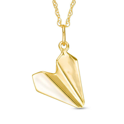 Origami Paper Plane Pendant in 14K Gold
