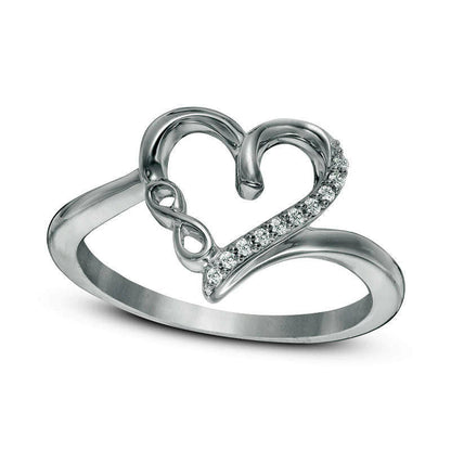 0.05 CT. T.W. Natural Diamond Heart with Infinity Ring in Solid 10K White Gold