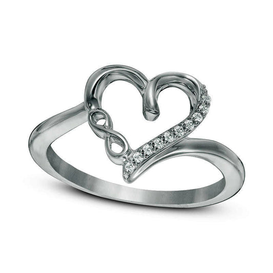 0.05 CT. T.W. Natural Diamond Heart with Infinity Ring in Solid 10K White Gold