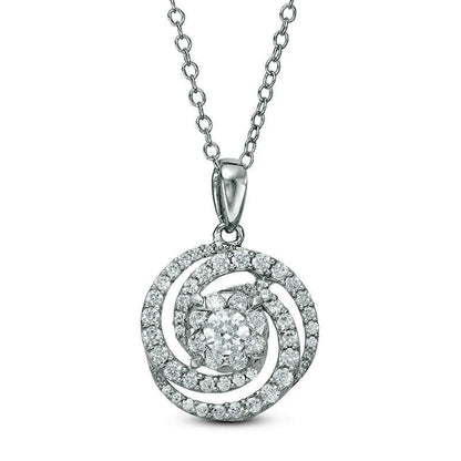 0.63 CT. T.W. Natural Diamond Swirl Pendant in 10K White Gold