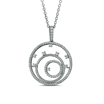 0.38 CT. T.W. Natural Diamond Alternating Circle Pendant in 10K White Gold