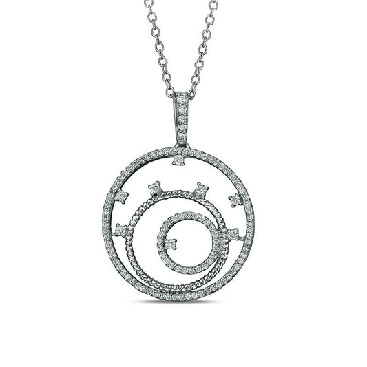 0.38 CT. T.W. Natural Diamond Alternating Circle Pendant in 10K White Gold