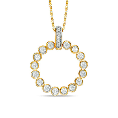 0.5 CT. T.W. Natural Diamond Circle Pendant in 10K Yellow Gold