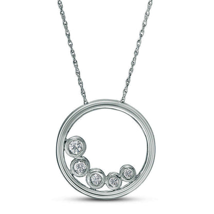 0.25 CT. T.W. Natural Diamond Offset Open Circle Pendant in 10K White Gold