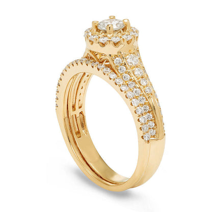 1.0 CT. T.W. Certified Natural Diamond Frame Bridal Engagement Ring Set in Solid 14K Gold (I/I1)