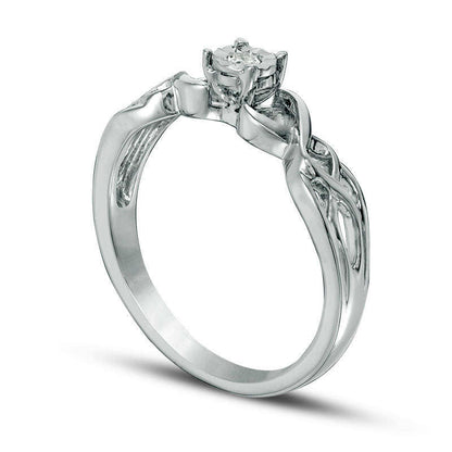 0.10 CT. Natural Clarity Enhanced Diamond Solitaire Celtic Knot Promise Ring in Solid 10K White Gold