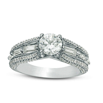 1.75 CT. T.W. Natural Diamond Multi-Row Engagement Ring in Solid 14K White Gold