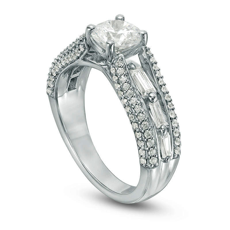1.75 CT. T.W. Natural Diamond Multi-Row Engagement Ring in Solid 14K White Gold