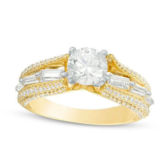 1.75 CT. T.W. Natural Diamond Multi-Row Engagement Ring in Solid 14K Gold