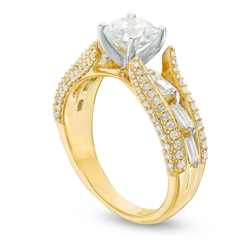 1.75 CT. T.W. Natural Diamond Multi-Row Engagement Ring in Solid 14K Gold