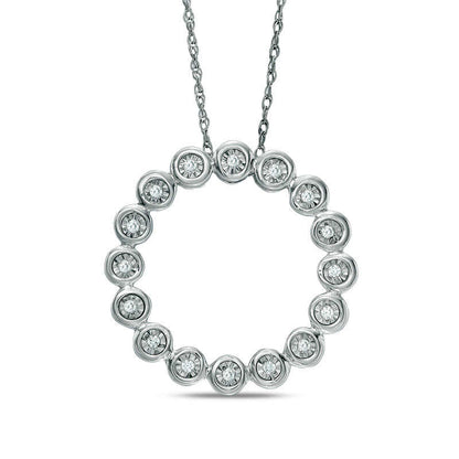 0.25 CT. T.W. Natural Diamond Open Circle Pendant in Sterling Silver