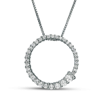 0.5 CT. T.W. Journey Natural Diamond Circle Pendant in 10K White Gold