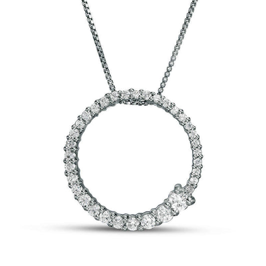 0.5 CT. T.W. Journey Natural Diamond Circle Pendant in 10K White Gold