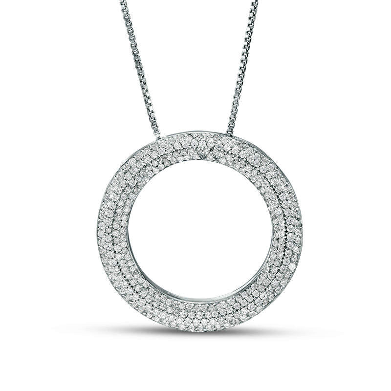 0.75 CT. T.W. Natural Diamond Open Circle Pendant in 10K White Gold