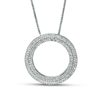0.75 CT. T.W. Natural Diamond Open Circle Pendant in 10K White Gold