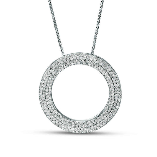 0.75 CT. T.W. Natural Diamond Open Circle Pendant in 10K White Gold