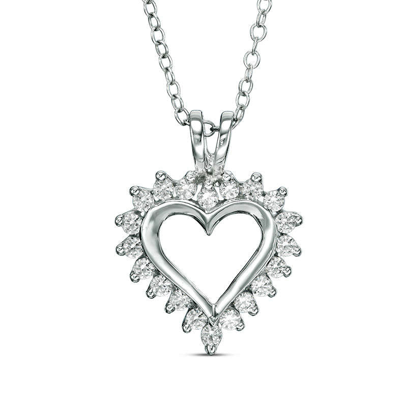 0.25 CT. T.W. Natural Diamond Heart Pendant in 14K White Gold