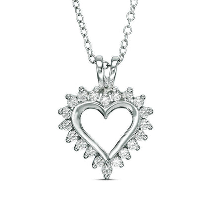 0.25 CT. T.W. Natural Diamond Heart Pendant in 14K White Gold
