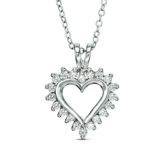 0.25 CT. T.W. Natural Diamond Heart Pendant in 14K White Gold