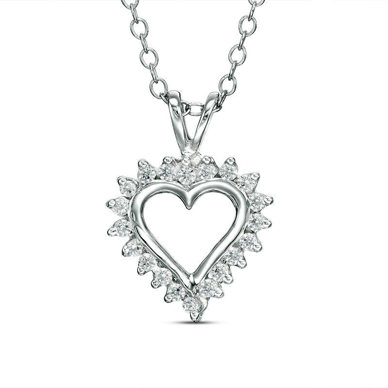 1 CT. T.W. Natural Diamond Heart Pendant in 14K White Gold
