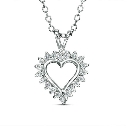 1 CT. T.W. Natural Diamond Heart Pendant in 14K White Gold