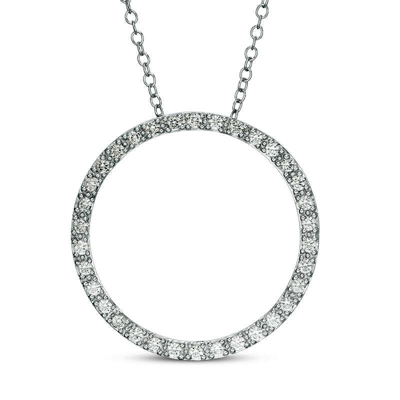 0.5 CT. T.W. Natural Diamond Open Circle Pendant in 14K White Gold