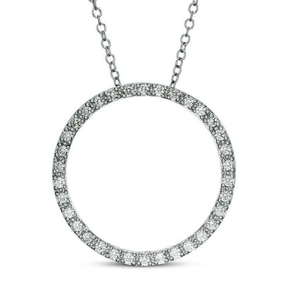 0.5 CT. T.W. Natural Diamond Open Circle Pendant in 14K White Gold