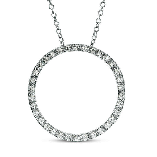 0.5 CT. T.W. Natural Diamond Open Circle Pendant in 14K White Gold