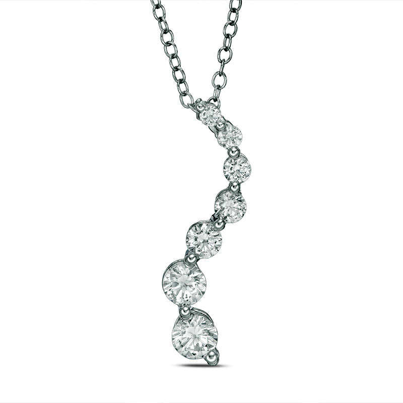 1 CT. T.W. Journey Natural Diamond Pendant in 14K White Gold