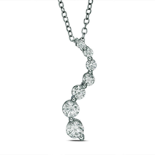 1 CT. T.W. Journey Natural Diamond Pendant in 14K White Gold