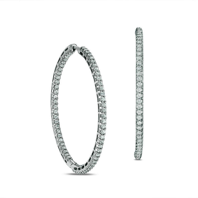 2 CT. T.W. Diamond Inside-Out Hoop Earrings in 14K White Gold