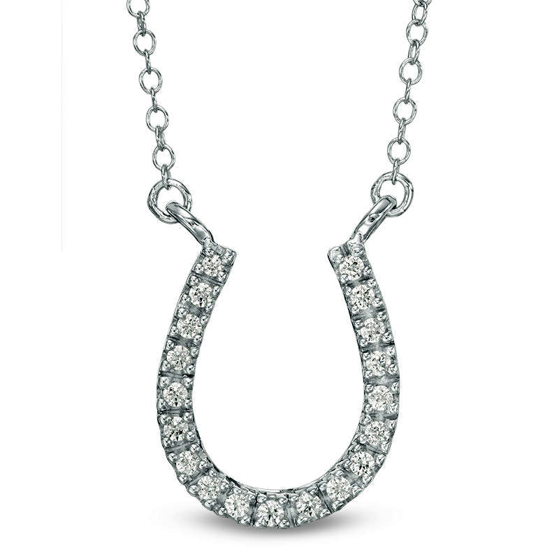 0.25 CT. T.W. Natural Diamond Horseshoe Necklace in 14K White Gold