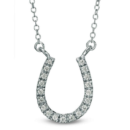0.25 CT. T.W. Natural Diamond Horseshoe Necklace in 14K White Gold