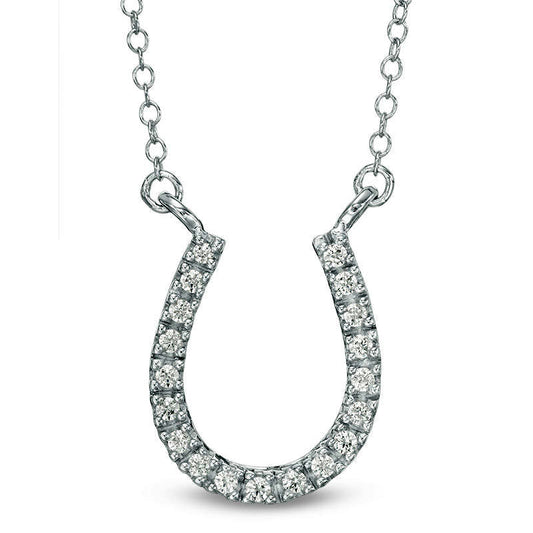 0.25 CT. T.W. Natural Diamond Horseshoe Necklace in 14K White Gold
