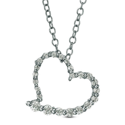 0.5 CT. T.W. Natural Diamond Heart Pendant in 14K White Gold
