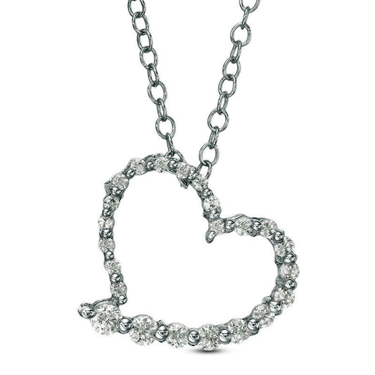 0.5 CT. T.W. Natural Diamond Heart Pendant in 14K White Gold