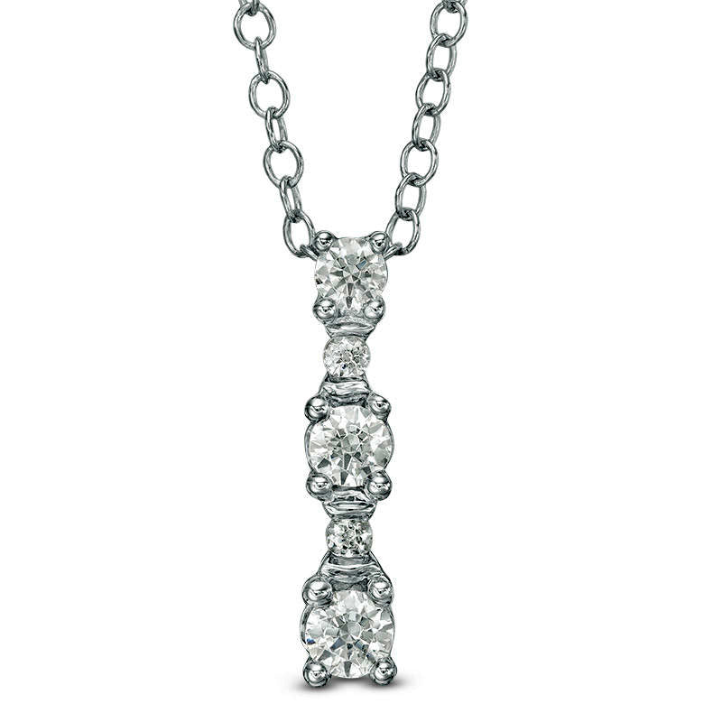 0.25 CT. T.W. Natural Diamond Linear Pendant in 14K White Gold