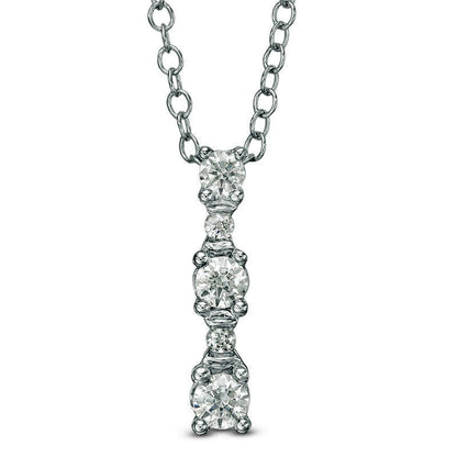 0.25 CT. T.W. Natural Diamond Linear Pendant in 14K White Gold