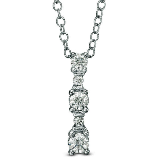 0.25 CT. T.W. Natural Diamond Linear Pendant in 14K White Gold