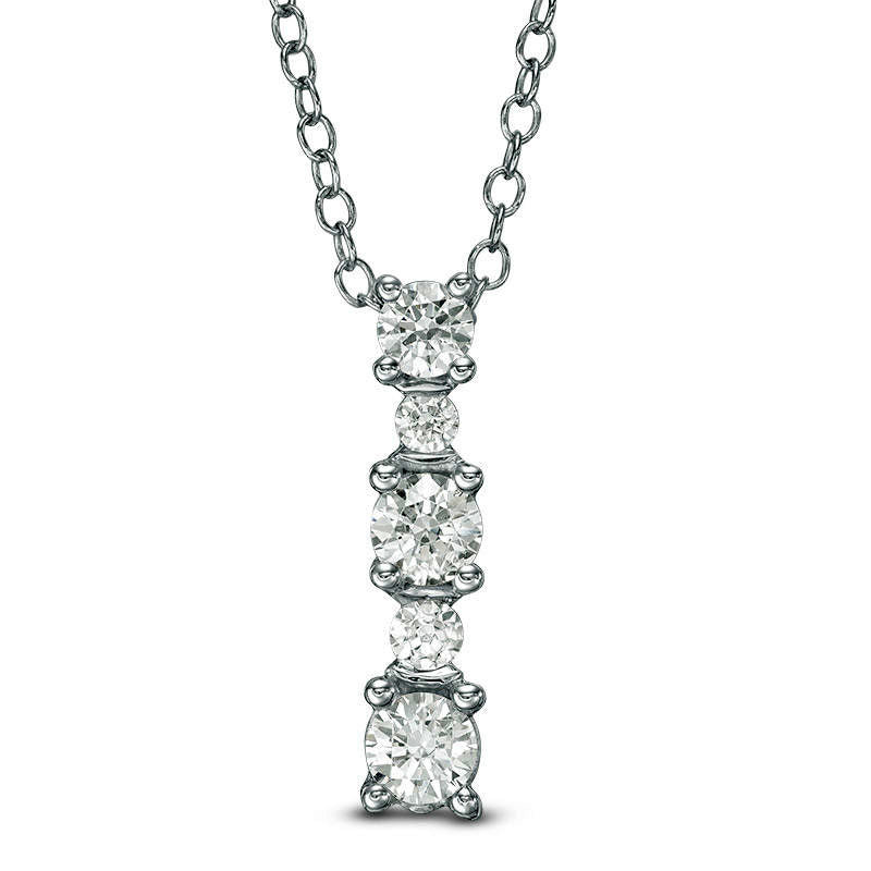 0.5 CT. T.W. Natural Diamond Linear Pendant in 14K White Gold