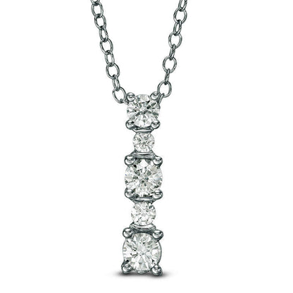 0.5 CT. T.W. Natural Diamond Linear Pendant in 14K White Gold
