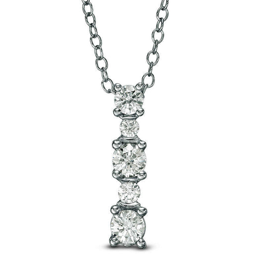 0.5 CT. T.W. Natural Diamond Linear Pendant in 14K White Gold