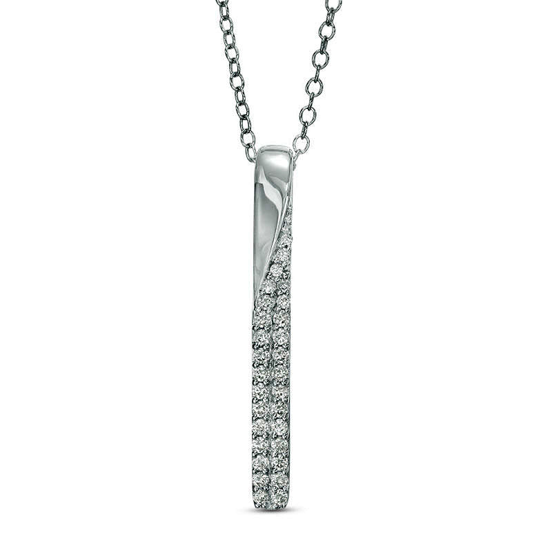 0.25 CT. T.W. Natural Diamond Vertical Bar Pendant in 14K White Gold