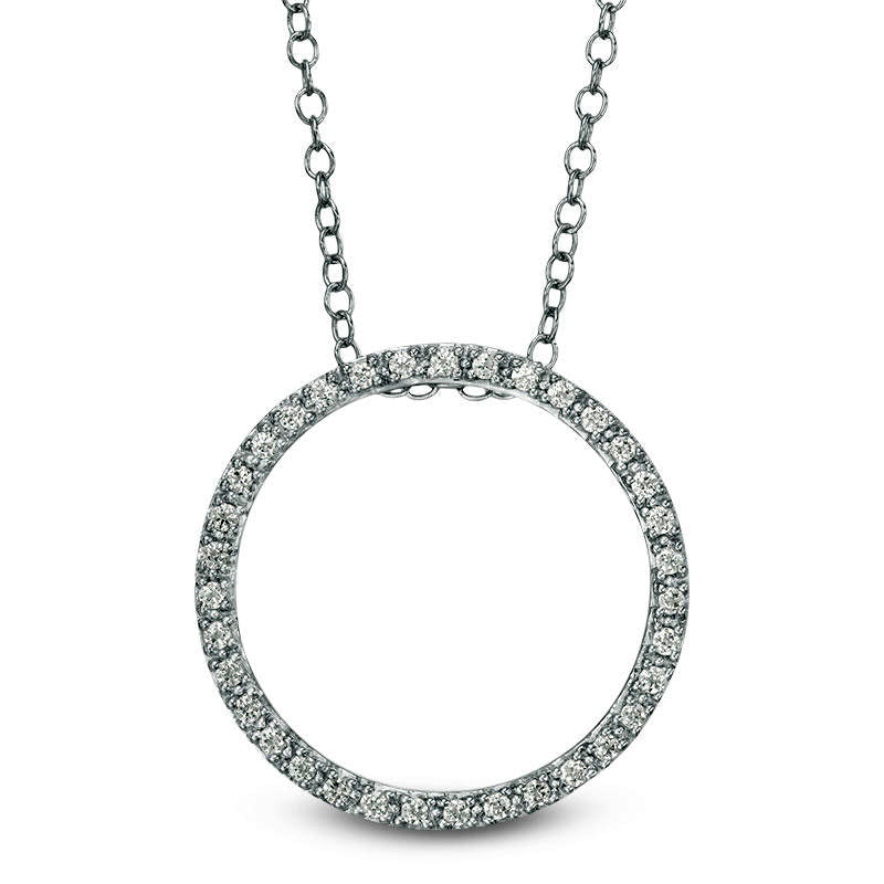 0.25 CT. T.W. Natural Diamond Open Circle Pendant in 14K White Gold