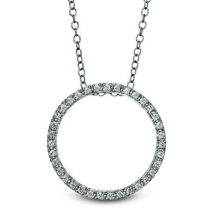 0.25 CT. T.W. Natural Diamond Open Circle Pendant in 14K White Gold