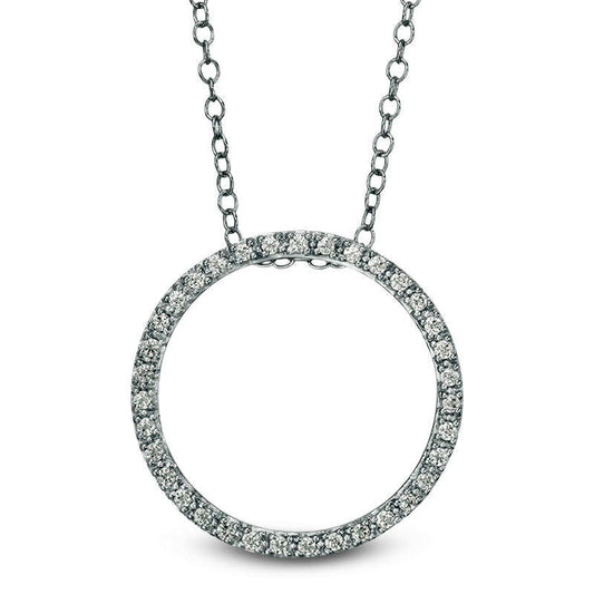 0.25 CT. T.W. Natural Diamond Open Circle Pendant in 14K White Gold