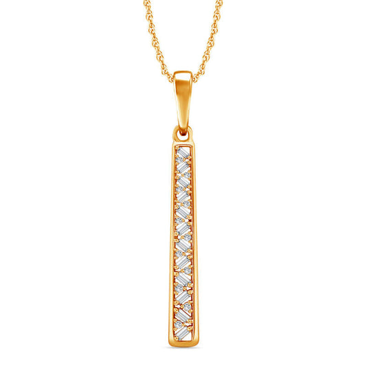 0.2 CT. T.W. Natural Diamond Linear Pendant in 10K Yellow Gold