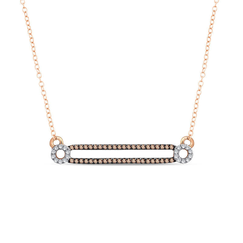 0.17 CT. T.W. Champagne and White Natural Diamond Split Bar Necklace in 10K Rose Gold